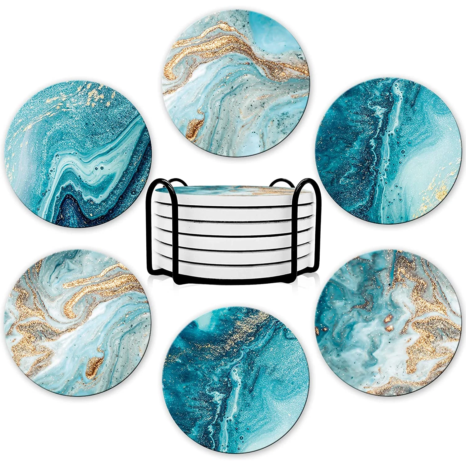 Marble Coaster Set - Zestaw 6 podkładek pod napoje z