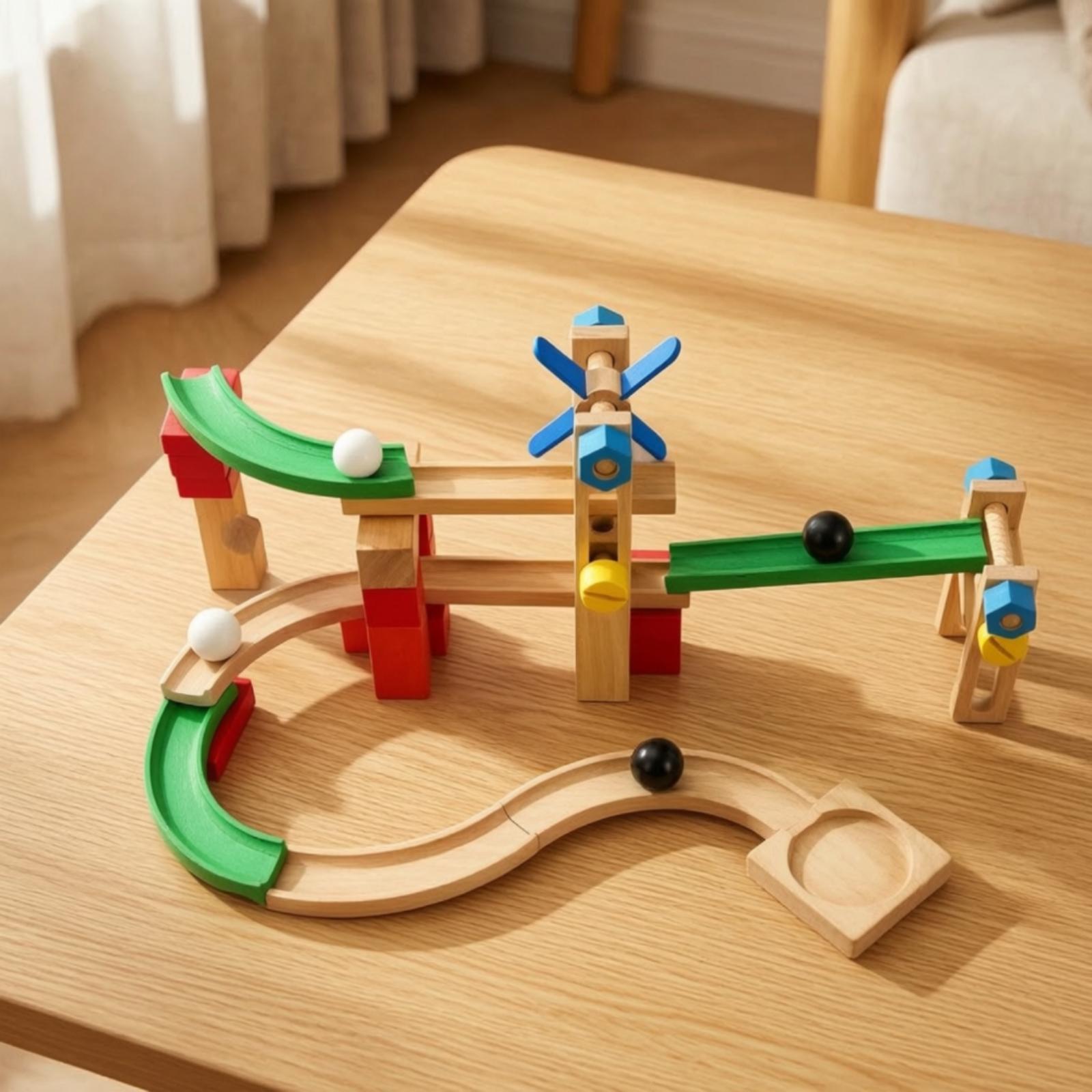 Drewniana torowa zabawka z kul – Marble Coaster Set recenzja i cena